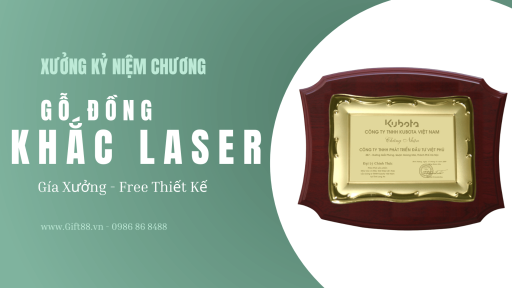 xưởng kỷ niệm chương gỗ đồng khắc laser